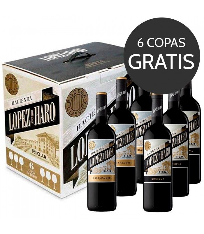 Wine Hacienda López de Haro Box Hacienda López de Haro (6 Bottles + 6 Glasses)