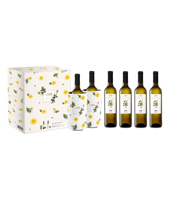 Pack Laus Blanco Chardonnay + Cubitera + 2 Copas
