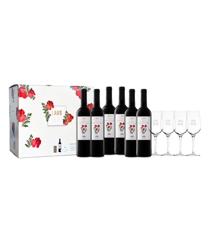 Bundles Laus Pack 6 bot Laus Crianza 2018 75 cl. +  4 Copas